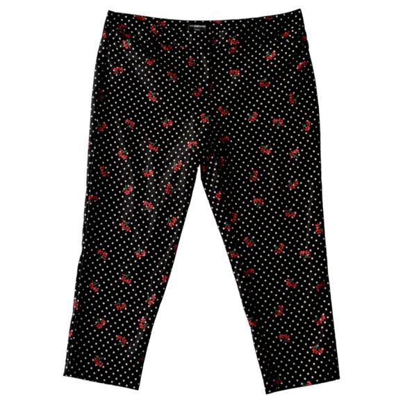 Liz Claiborne Polka Dot Floral Chino Pants 14P Career Stretch - Picture 1 of 4